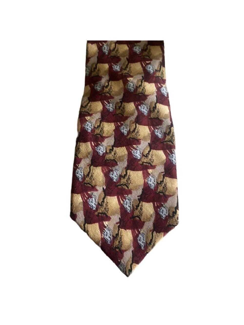 J. Garcia Burgundy Gold Patterned Silk Tie – Artistic Designer Neckwear